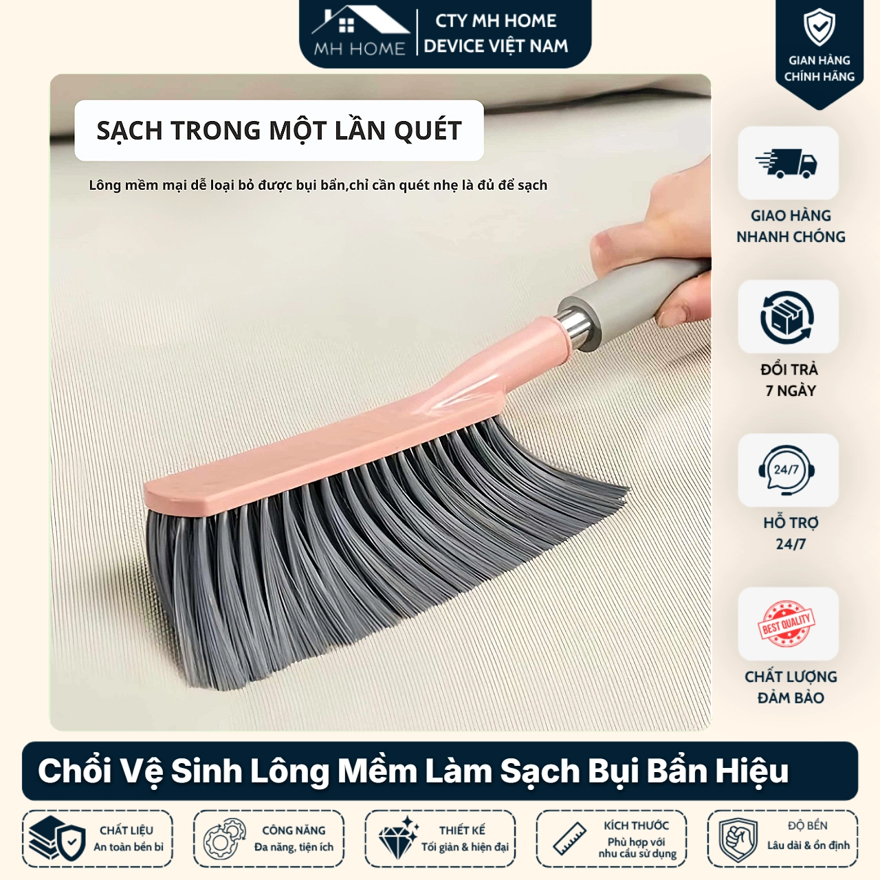 Chổi Vệ Sinh Đa Năng Lông Mềm Làm Sạch Sofa, Ghế, Taplo Ô Tô